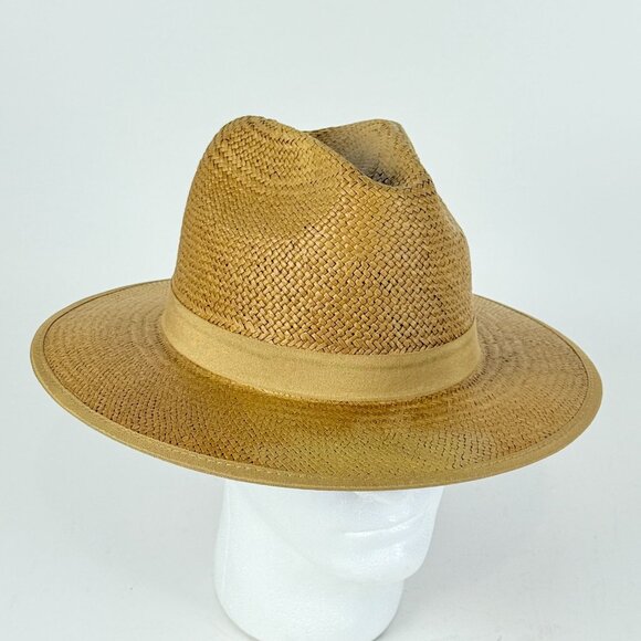 Bruno Capelo  Mens 7.5" 75/8 Straw Amish Hat X-Large Tan & Red Farmer Style - Picture 3 of 12